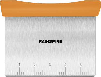 Upgraded 304 Stainless Steel Multi-Purpose Bench Scraper with Measurement Marks, Dishwasher Safe, Dough Cutter for Pizza, Bread and Cookie Dough Vegetable Chopper, Baking Supplies, Mint Green