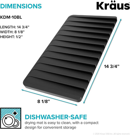 Kraus Multipurpose Over-Sink Roll-Up Dish Drying Rack, Colander and Trivet in Dark Grey, KRM-10DG