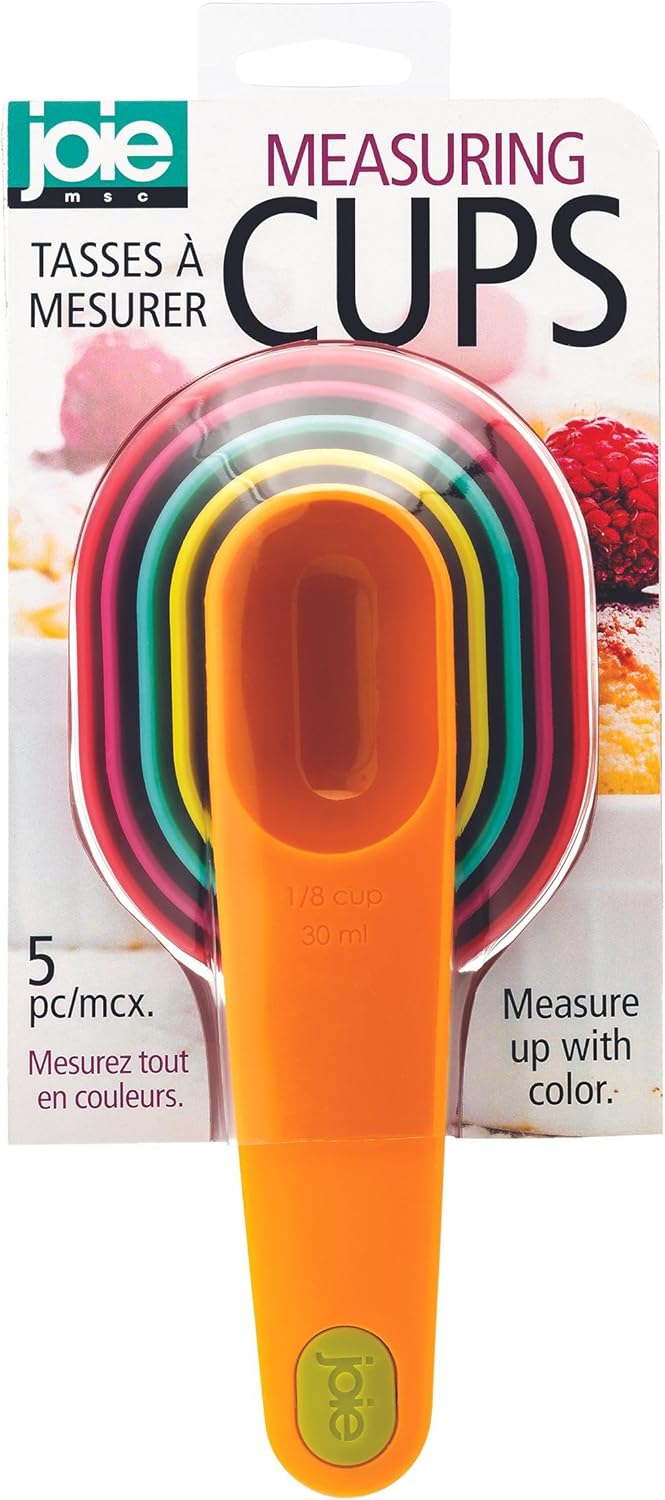 Joie Measuring Spoons, Assorted Colors, Imperial and Metric Measurements, 5-Piece Set