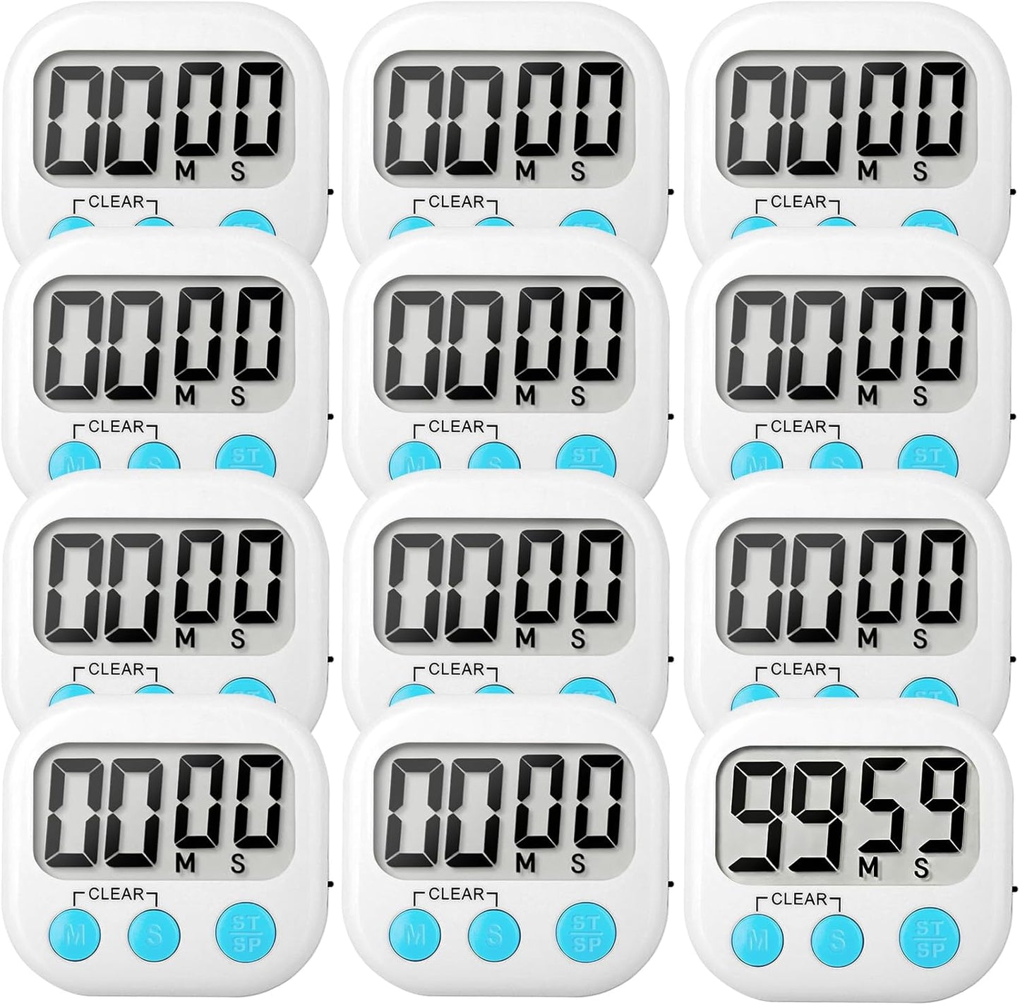6 Pack Digital Kitchen Timer Small Classroom Timers for Kids Teachers (Blue&White)