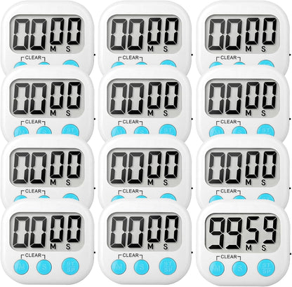 6 Pack Digital Kitchen Timer Small Classroom Timers for Kids Teachers (Blue&White)