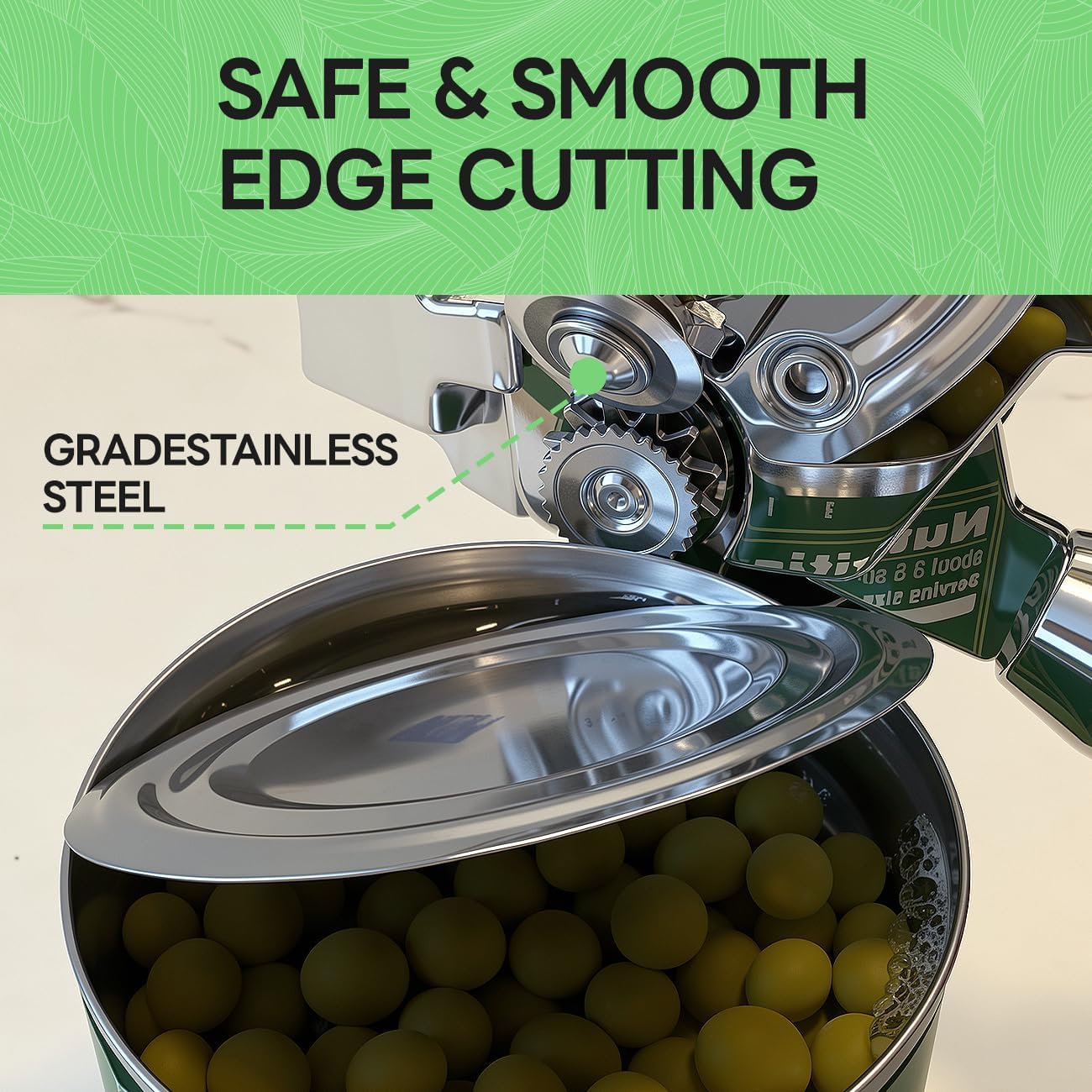 Stainless Steel Manual Can Opener with Bottle Opener - Razor Sharp Cutting Wheel, Soft Ergonomic Grip Handles, Oversized Easy-Turn Knob, Smooth Edge Safe Operation, Black