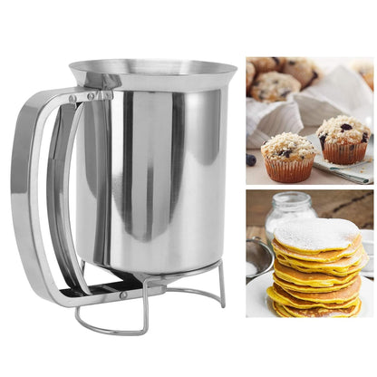 Pissente Pancake Batter Dispenser Handheld Stainless Steel Pancake Dispenser for Baking Cupcakes Muffins, 10.5x16.2cm