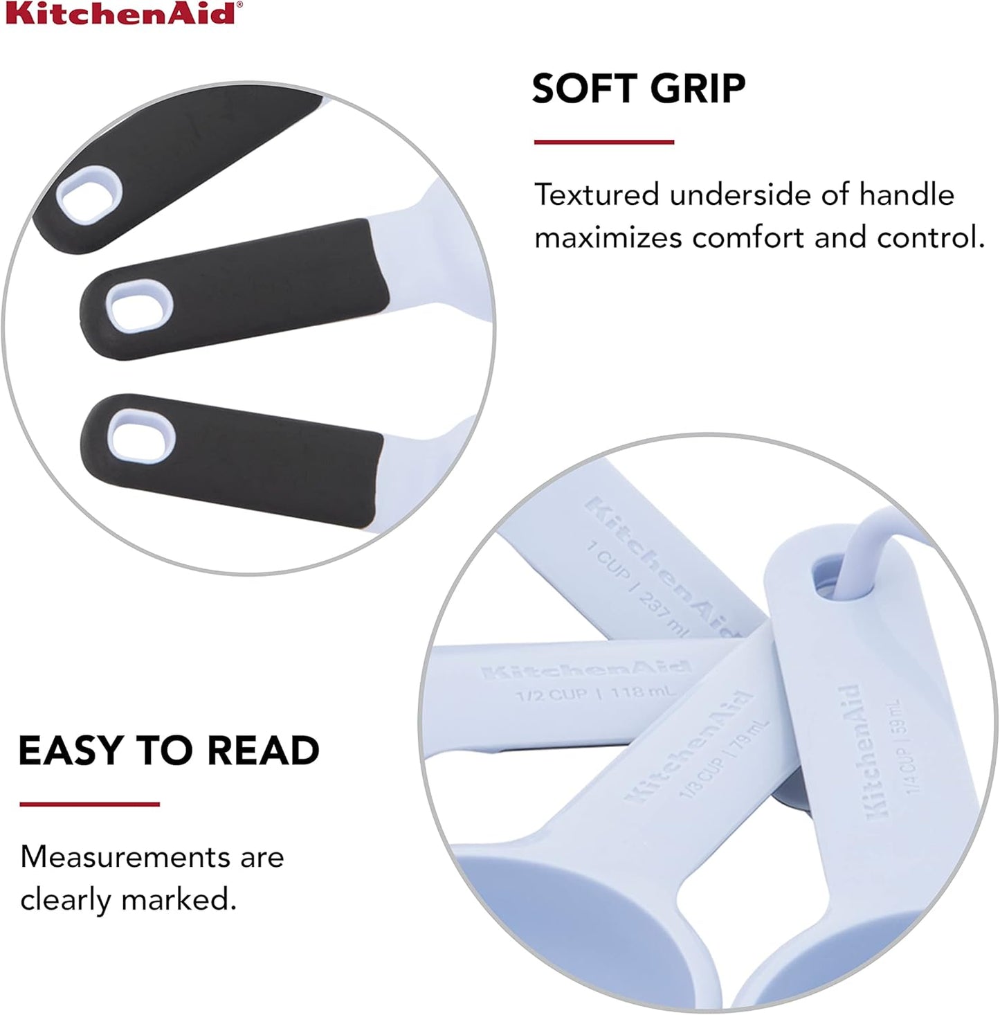 KitchenAid Universal Easy To Read Measuring Cup and Spoon Set with Soft Grip Handle for Maximum Control, Hang Hole and Nesting For Easy Storage, Dishwasher Safe, 9 Piece, Pistachio