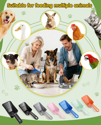 2 Pack Dog Food Scoop with 1 Cup and 2 Cup Capacity, Plastic Pet Food Measuring Scoops with Clear Measurement Lines for Dogs, Cats & More,Dishwasher safe (Green and Black)