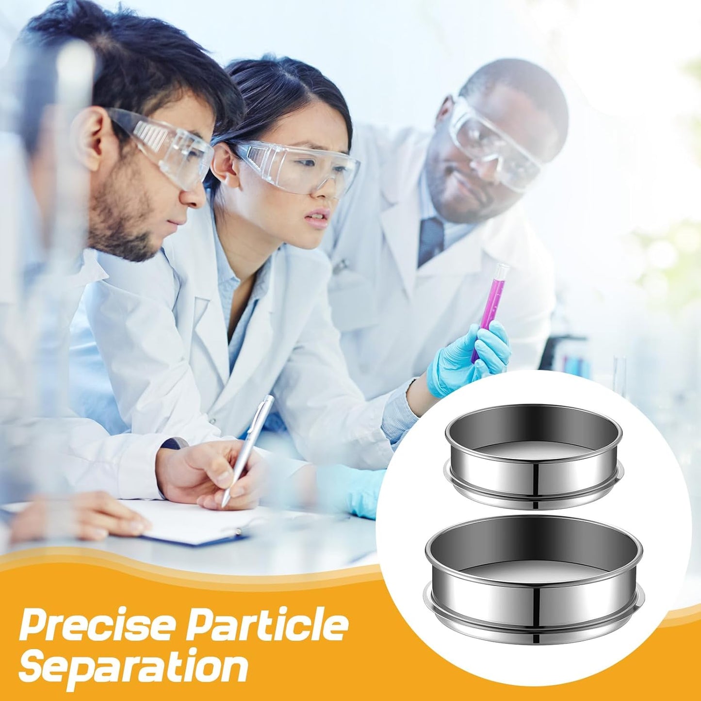 2 Pcs 325/500 Mesh Lab Sieve 325 (0.045mm) /500 (0.03mm) Aperture Stainless Steel Test Sieve, 6''/8'' Diameter Economy Standard Analysis Sample Test for Lab Industrial Home