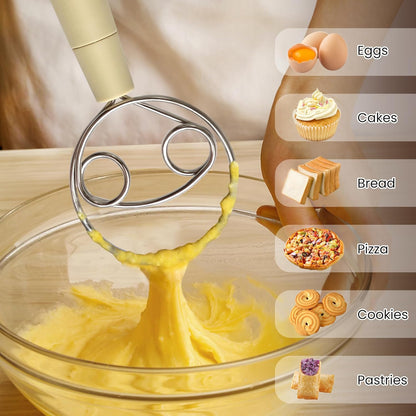 Danish Dough Whisk Stainless Steel Dough Hook Dutch Whisk for Sourdough Bread Dough Mixer, Premium Plastic Handle Kitchen Whisking Mixing Tool Bread Baking Tools and Supplies