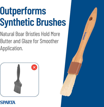 SPARTA Kitchen Basting Brush – 4037300 Basting Brush for Cooking Flat Boar Bristle Brush, Hardwood Handle for Kitchens, Restaurants, Catering, High Heat Food Prep, 1.5in