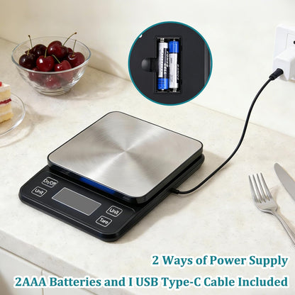 Waterproof Food Scale, 22lb Digital Kitchen Scale with Batteries, 304 Stainless Steel Precision Gram Scale for Baking, Cooking, Meal Prep, Tare Function