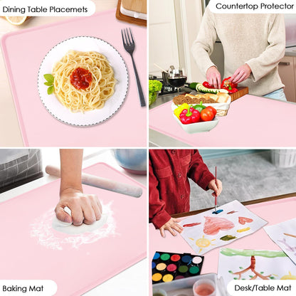Standard Silicone Mat,Black Baking Mat-Food Grade Kids Dinner Table Placemat Non Slip Counter Mat with Raised Edges Heat Resistant Mat for Air Fryer Nonstick Pastry Dough Mat(1 Pack 23.6'' x 15.7'')