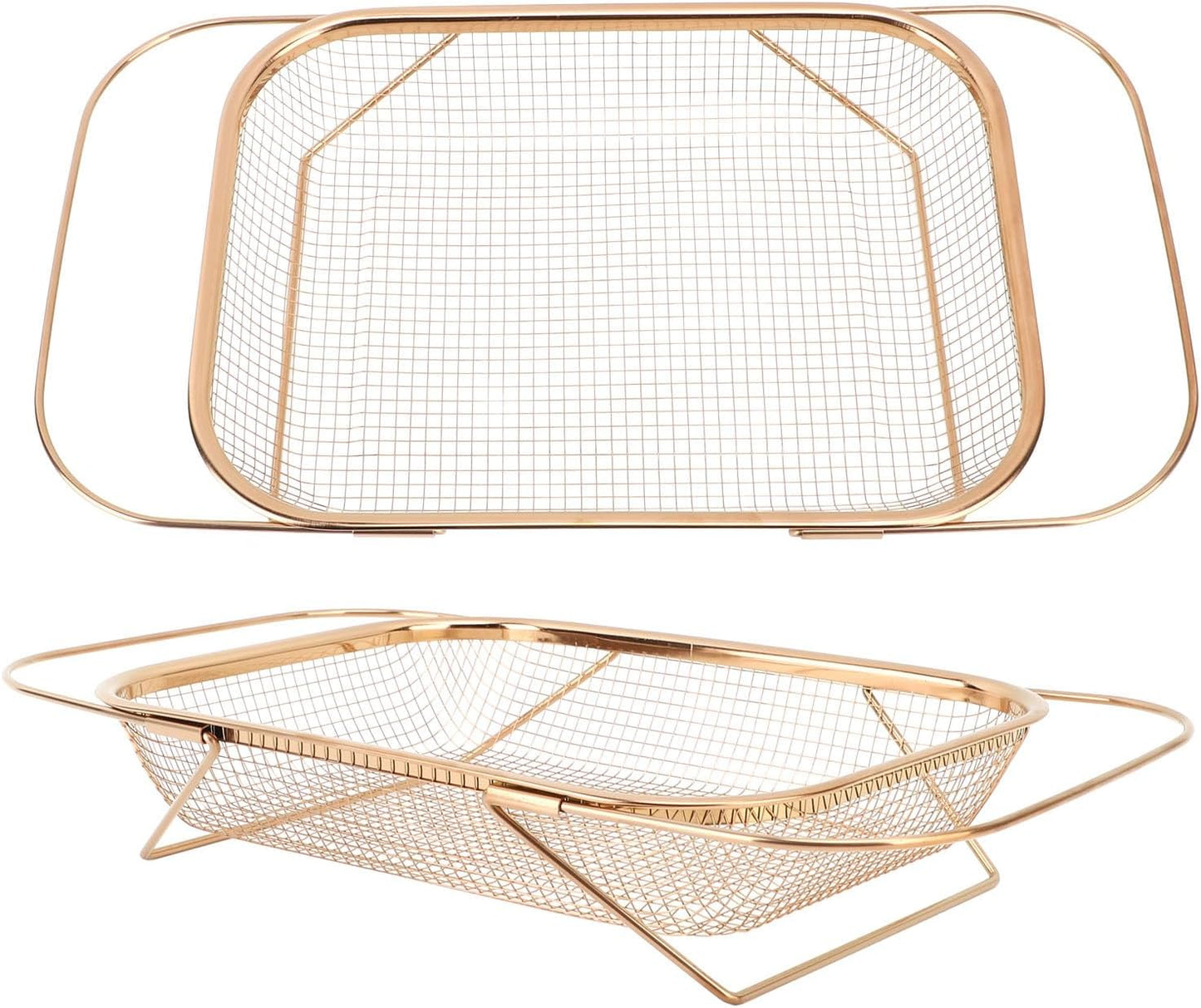 Keenso Colander Strainer, Stainless Steel Over The Sink Strainer Basket with Handles, Fine Mesh for Draining Pasta and Fruits, Efficient Kitchen Essential for Food Lovers (Silver)