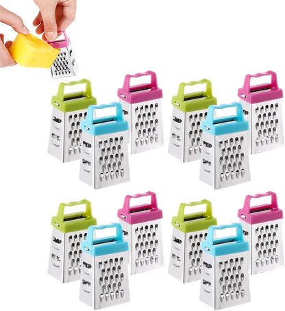 Ciieeo 12 Pcs Mini Cheese Grater Box Set - Stainless Steel Handheld Kitchen Gadget with Handle for Grating Cheese Vegetables Fruits and Manual Food Prep