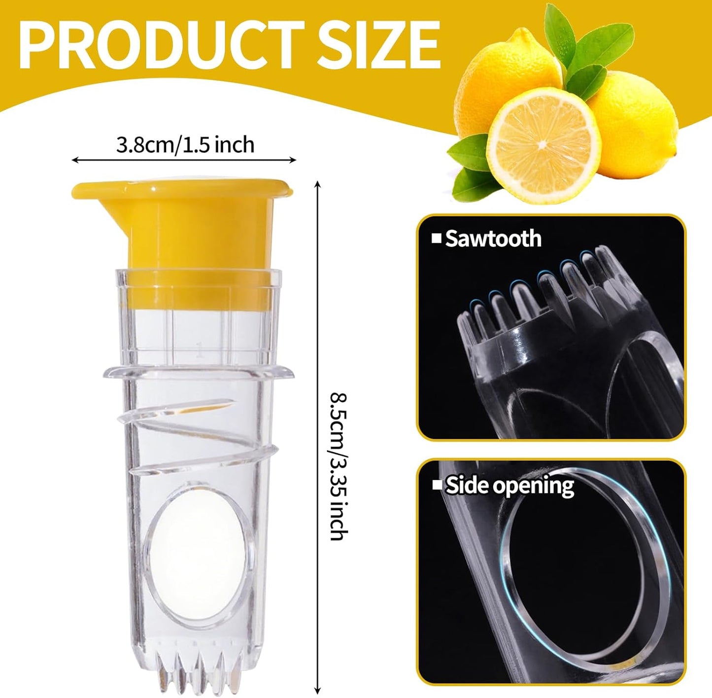 2ps New Screw Top Lemon Squeezer With Built-in Filter, Lemon Squeezer Portable With Pour Spout,lime Juicer For Cocktails, Drinks