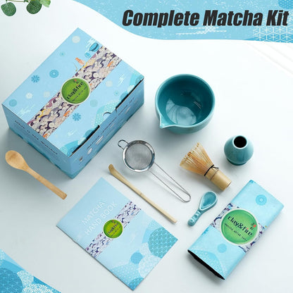 Clay&Fire Matcha Whisk Set, 9 pcs Ceramic Matcha Set, Gifts for Women,Matcha Bowl with Spout and Whisk, Matcha Kit for Matcha Lovers, Gift Mother's Day, Birthday, Anniversary