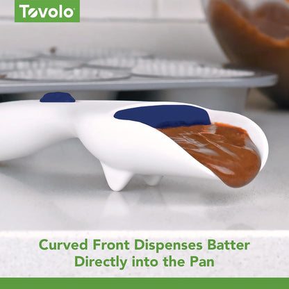 Tovolo Cupcake Scoop Batter Dispenser for Cupcakes Muffins Pancakes & Cookie Dough, Easy to Clean Batter Scoop Slide Dispenses Quicker for Even Size Baked Goods Kitchen Gadget, Deep Indigo
