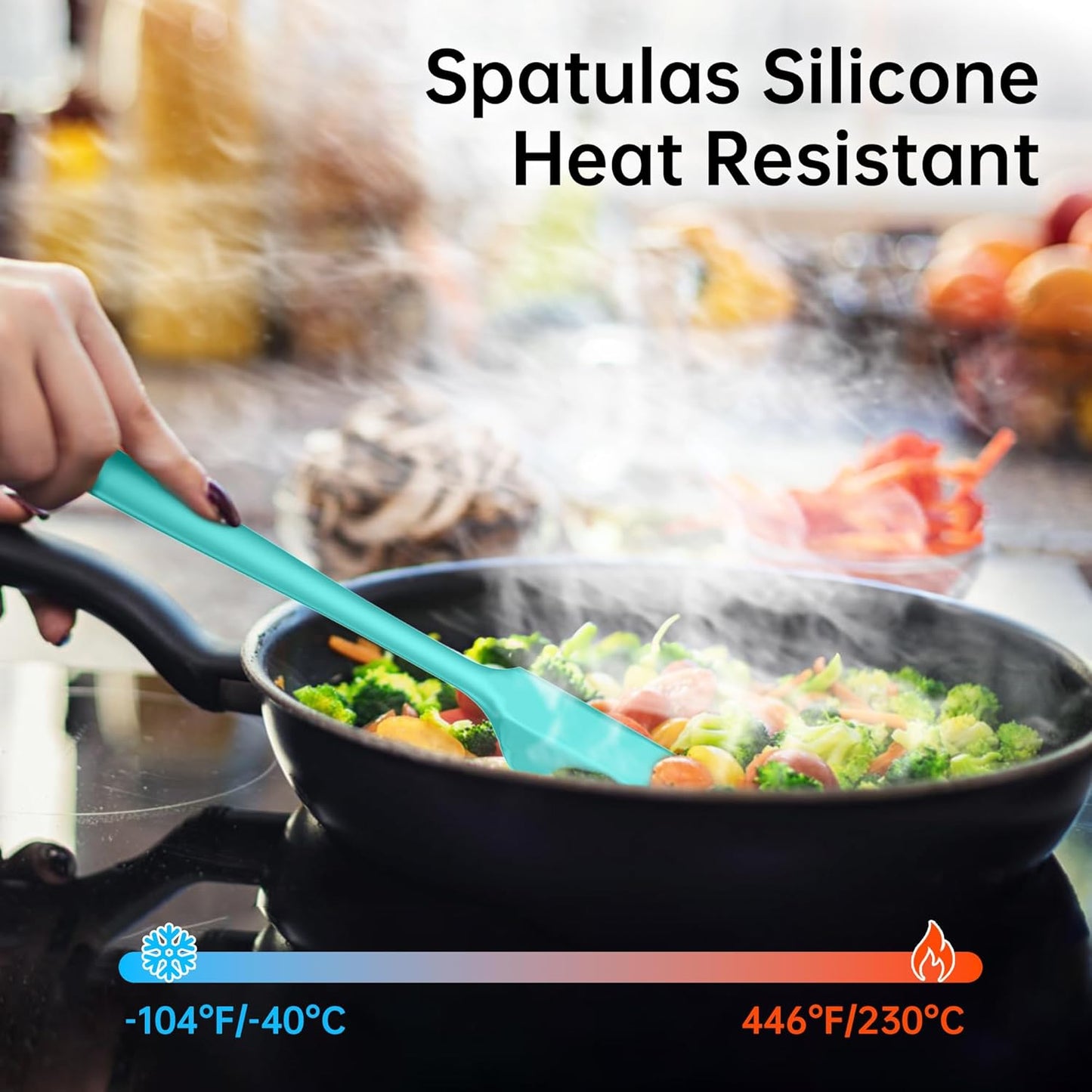 5-Piece Silicone Spatula Set - Heat Resistant 446°F Food Grade BPA Free, Nonstick Cookware Safe Dishwasher Safe Kitchen Tools for Baking, Cooking, Stirring, Multicolor.