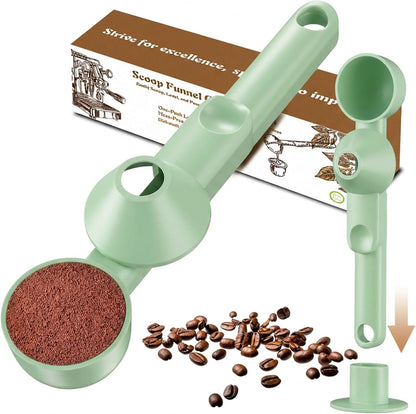 Coffee Scoop with Funnel for Ground Coffee, Protein Powder & Tea, for Reusable K Cup Refiller, 2TBSP Mess-Free, Funnel Design Prevents Spills (Black, 2-Pack)