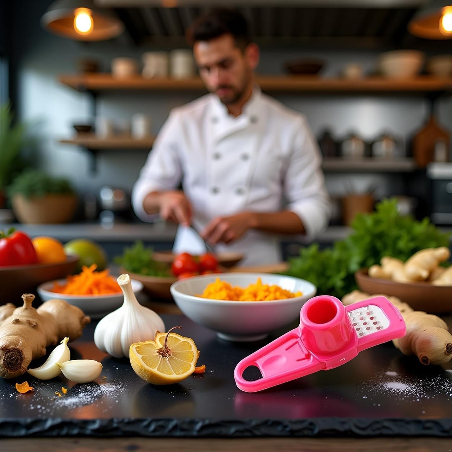2Pcs Rose Red Multifunction Ginger Grater Tool Mini Grater Nutmeg Grinder Garlic Grater, Kitchen Manual Fruit Vegetable Nuts Chopper Grinder Tools