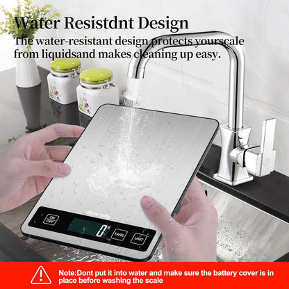Food Scale, 22lb/10kg Digital Kitchen Scale Weight Grams and Ounces with 0.1oz/1g Precision, 6 Units and Tare Key Design, LCD Display & Stainless Steel Panel for Baking, Cooking, Postage