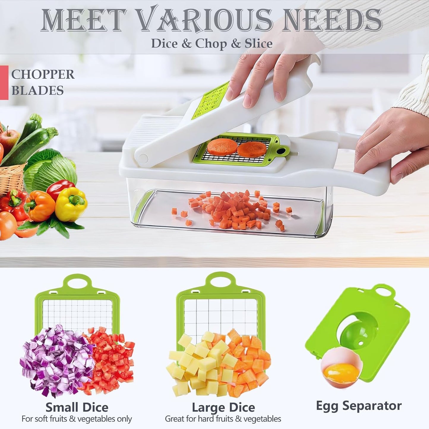 Dewpeton Pro-Series 20-in-1 Mandoline Slicer & Spiralizer, Veggie Chopper with Container, Home Essential Kitchen Gadget