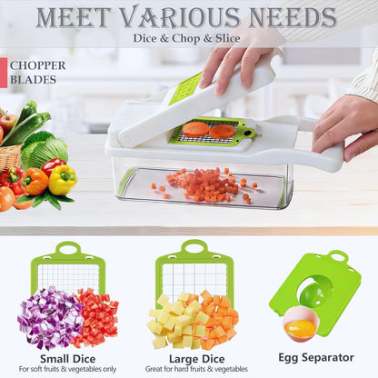 Dewpeton Pro-Series 20-in-1 Mandoline Slicer & Spiralizer, Veggie Chopper with Container, Home Essential Kitchen Gadget