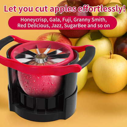 OOKUU Extra-Large Apple Slicer & Corer – 16-Blade Heavy Duty Stainless Steel Apple Cutter, Safe & Quick Apple Divider for Apples, Pears & More, with Clear Catch Bowl