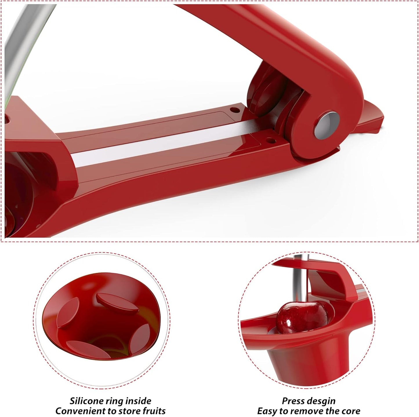 Cherry Pitter - UCMORX Stainless Steel Cherries Pitter Tool Cherries Corer Cherry Remover for Making Cherry Jam with Lock Design(Black)