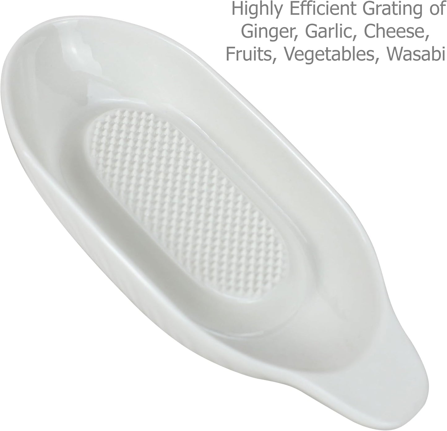 EIKS Ceramic Ginger Grater Plate with Scraper for Grinding Wasabi Ginger Garlic Cheese Fruits Vegetables
