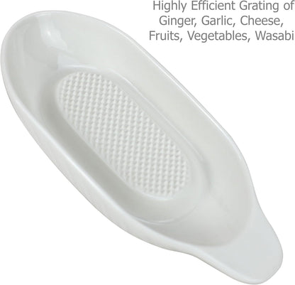 EIKS Ceramic Ginger Grater Plate with Scraper for Grinding Wasabi Ginger Garlic Cheese Fruits Vegetables