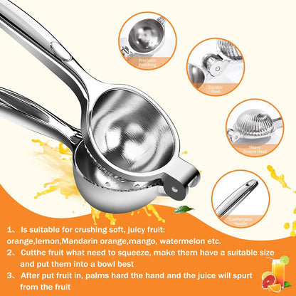 GIUOIDUOPremium Lemon Squeezer, Large Heavy Duty Handhelp Juicer for LemonSqueezer, Stainless Steel Hand Press Citrus Juicer, Lime Squeezer Bar Tool, Manual Citrus Press