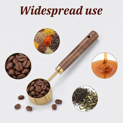 Stainless Steel Wood 1 Teaspoon Scoop, Wood Long Handle Coffee-Bean Scoops Coffee Measuring Scoop 15ml Capacity Tablespoon Perfect for Coffee, Tea and More