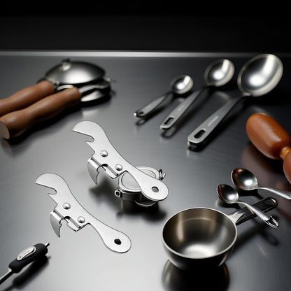 2Pcs Silver One Size Stainless Steel Can Opener Manual Can Opener Multifunctional Kitchen Accessories, Manual Can Openers