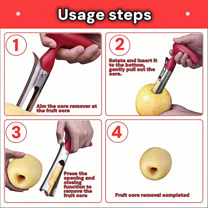 Premium Stainless Steel Apple Corer - Easy Use & Dishwasher Safe, Multi-Fruit Core Remover with Ergonomic Handle for Apples, Pears, Tomatoes & Cupcakes | Durable Kitchen Tool (Green)