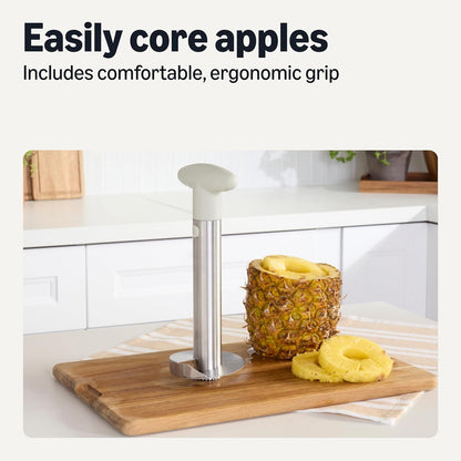 Amazon Basics Pineapple Corer and Slicer and Apple Corer, 2-Piece Set, Dishwasher-Safe, Linen Gray
