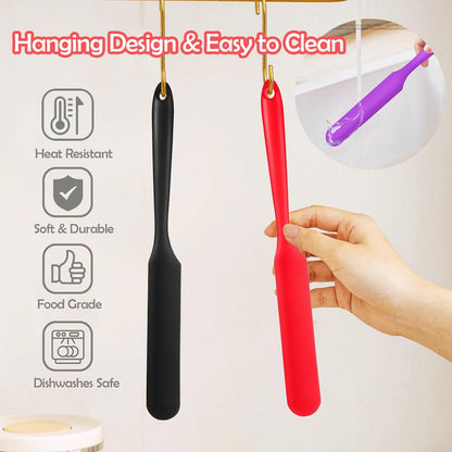 Silicone Jar Spatula, 3Pcs Spatulas Kitchen Set, Heat Resistant Jam Spreader for Baking Mixing Cake Cream Butter Scraper