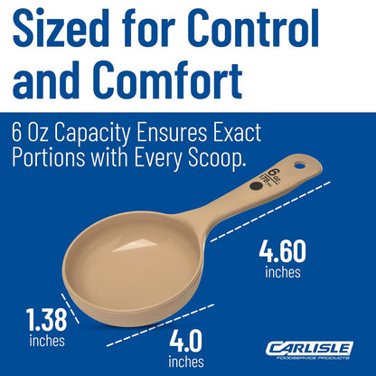 Carlisle FoodService Products Measure Miser Plastic Measuring Spoon with Short Handle, 6 Ounces, Beige
