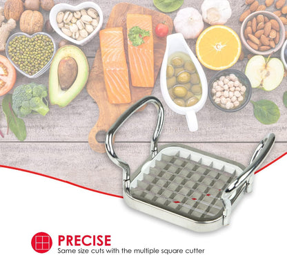 French Fry Cutter By Home Basics, French Fry Cutter Stainless Steel French Fry Slicer | With Easy Grip Handles,Silver