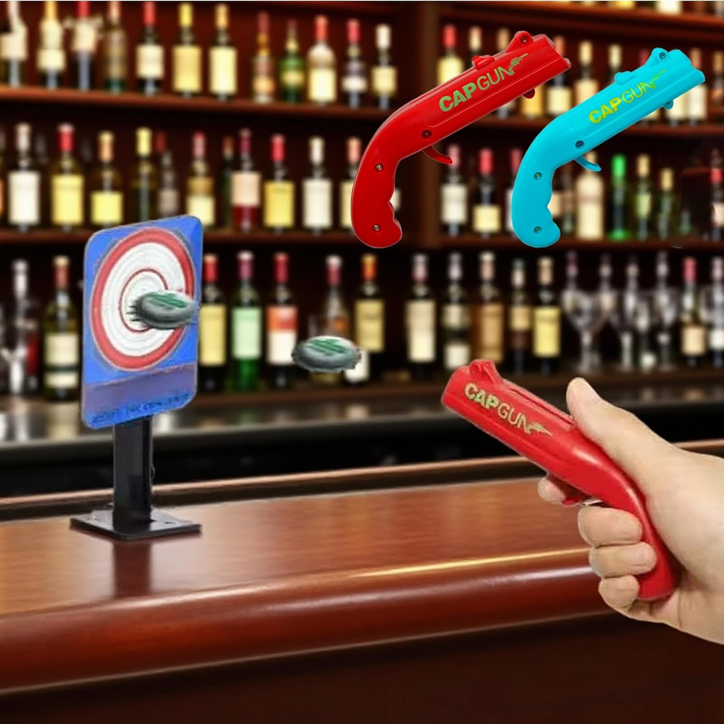Beer Bottle Opener Gag Gifts Cap Gun Bottle Opener Fun Practical Tool For Beer Enthusiasts Suitable For Camping Festivals College Gatherings Pool Parties (1, Red-Blue-Black-Grey)