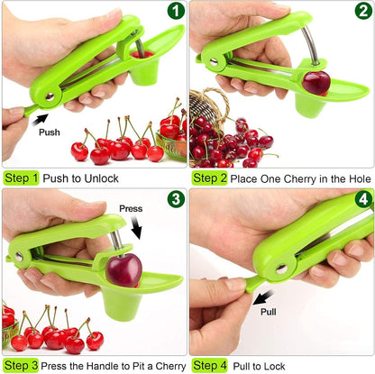 Cherry Pitter Tool 7-in-1, Portable Cherries Seed Remover, Fruit Pit Core Remover for Make Fresh Cherry Dishes, Cherry Pie and Jam and Cocktail Cherries