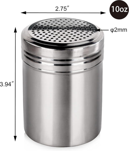 New Star Foodservice 28478 Stainless Steel Dredge Shaker, 10-Ounce, Set of 2