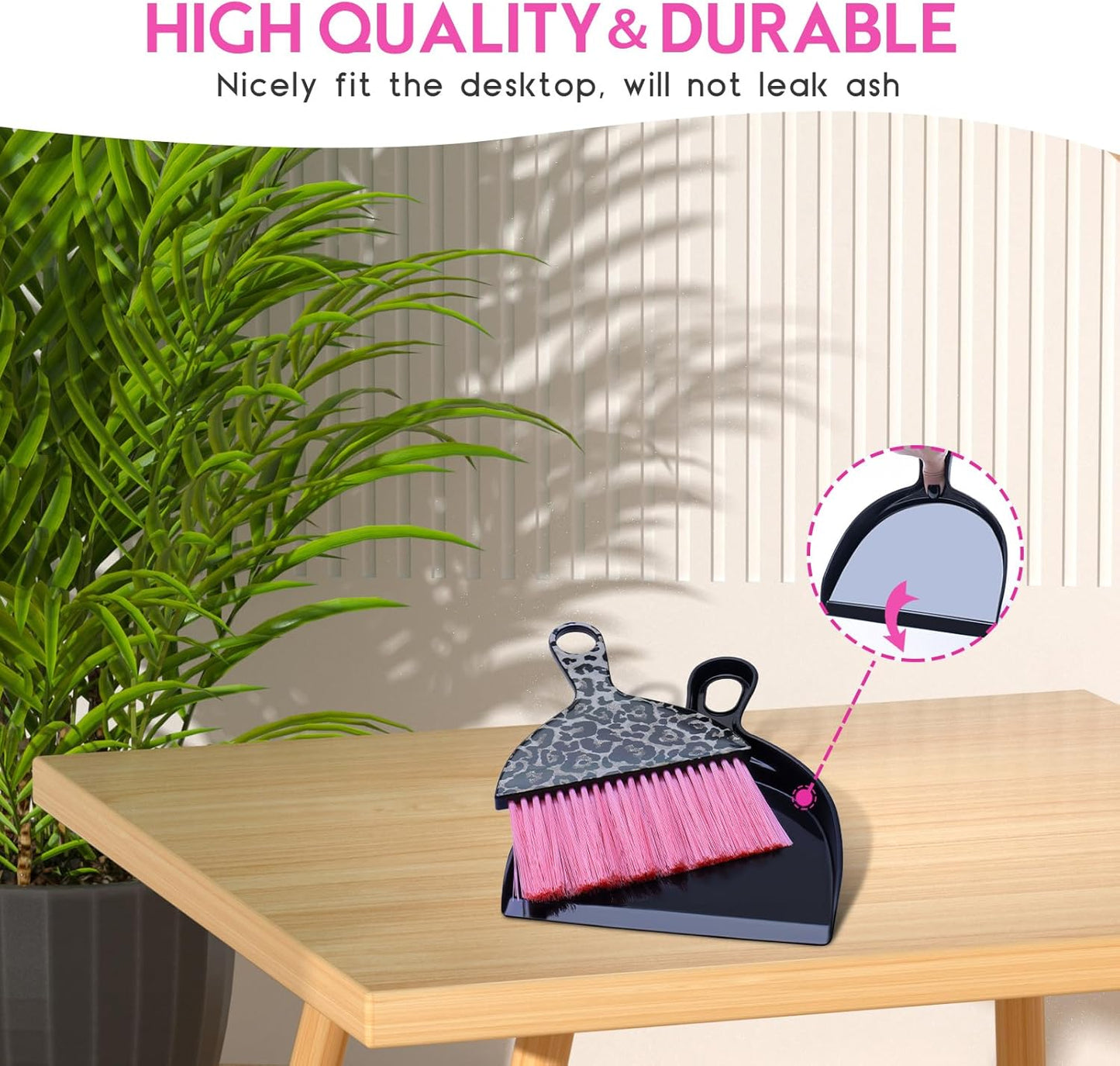 THINKLEARN 2PCS Small Broom and Dustpan Set, Mini Dust Pan and Brush, Hand Whisk for Pets, Kids, Desk, Home, Camping, Green Cleaning Supplies