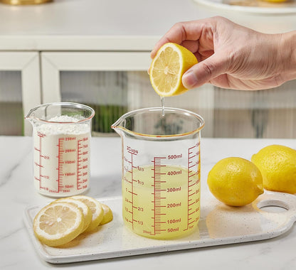 High Borosilicate Glass Measuring Cup-V-Shaped Spout，Glass Measuring Beaker for Kitchen or Restaurant, Easy to Read, 60 ML (2 Oz)-Pack of 2