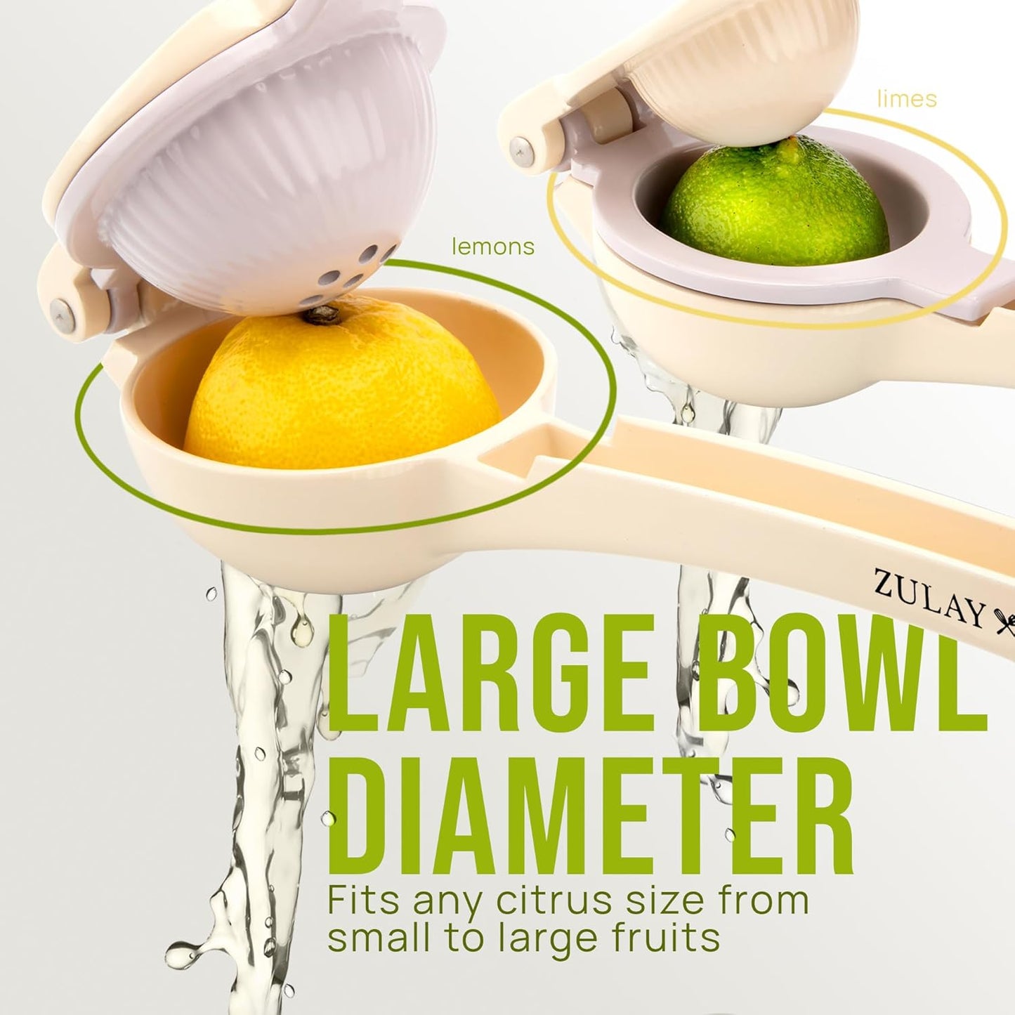 Zulay Kitchen Metal 2-in-1 Lemon Squeezer - Sturdy Max Extraction Hand Juicer Lemon Squeezer Gets Every Last Drop - Easy to Clean Manual Citrus Juicer - Easy-Use Lemon Juicer Squeezer - Yellow/Green