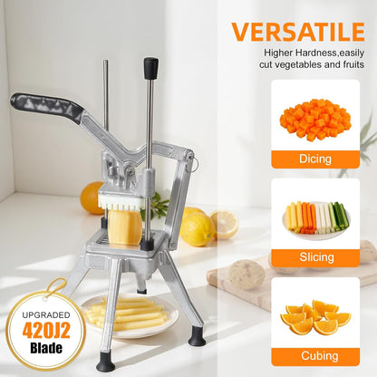 Commercial Vegetable Fruit Chopper, Heavy Duty Professional Food Dicer with 1/4" Blade, French Fry Cutter, Fruit Slicer for Restaurants & Home Kitchen
