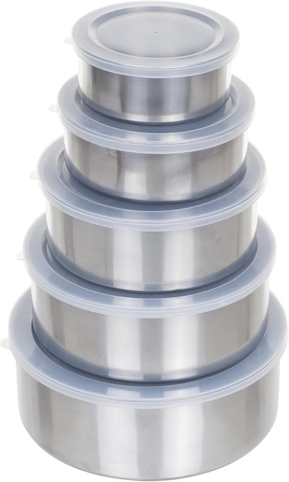Stainless-Steel Bowls with Lids - 5-Piece Nesting Mixing Bowls Set for Prepping, Serving, and Storing - Kitchen Essentials for New Home