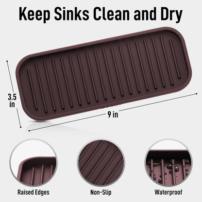 Zulay Kitchen (9x3.5in Sponge Holder for Kitchen Sink - Flexible Heavy-duty Multipurpose Sink Caddy - Counter Organizer for Kitchen, Bathroom, Makeup, Trinkets & More! (Grey)