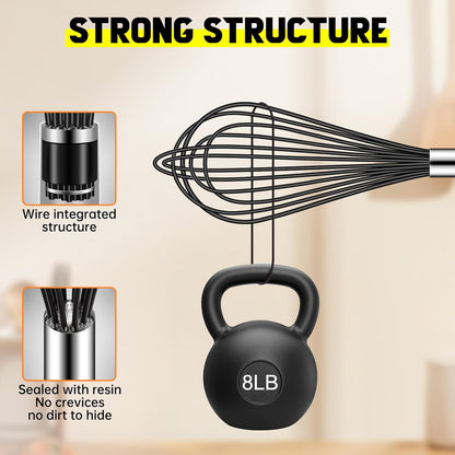 HOTEC 4 Pieces Silicone Whisks Set, Wire Balloon Whisks for cooking Egg Beater, Non-slip Handle Whisk for Non-stick Cookware Perfect for Cooking, Stirring, Beating and Blending (Multicolor)