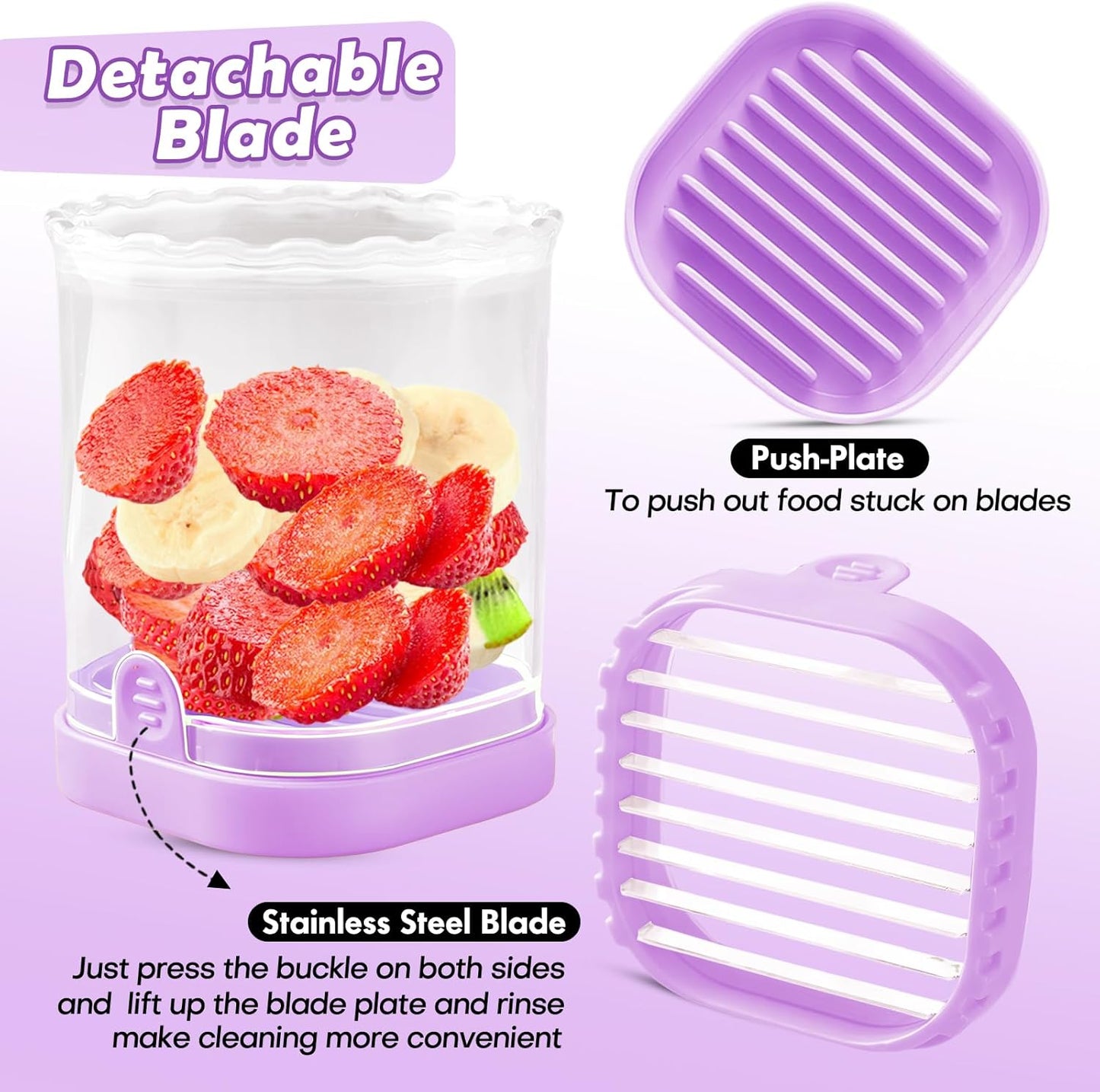 Creative Strawberry & Fruit Slicer - Detachable Cutter with Push Plate (Black)
