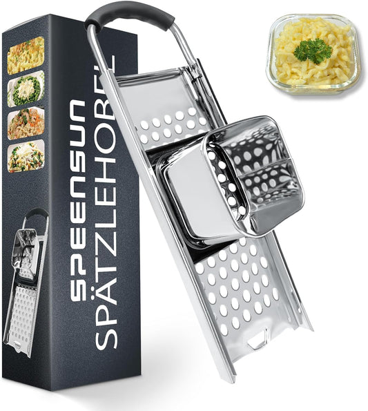 Spaetzle Maker, Premium Grade Stainless Steel Spaetzle Press and Spider Strainer, Efficient Homemade Spaetzle and Knoepfle, Dishwasher Safe Spaetzle Noodle Maker for Pots Up to 30 CM