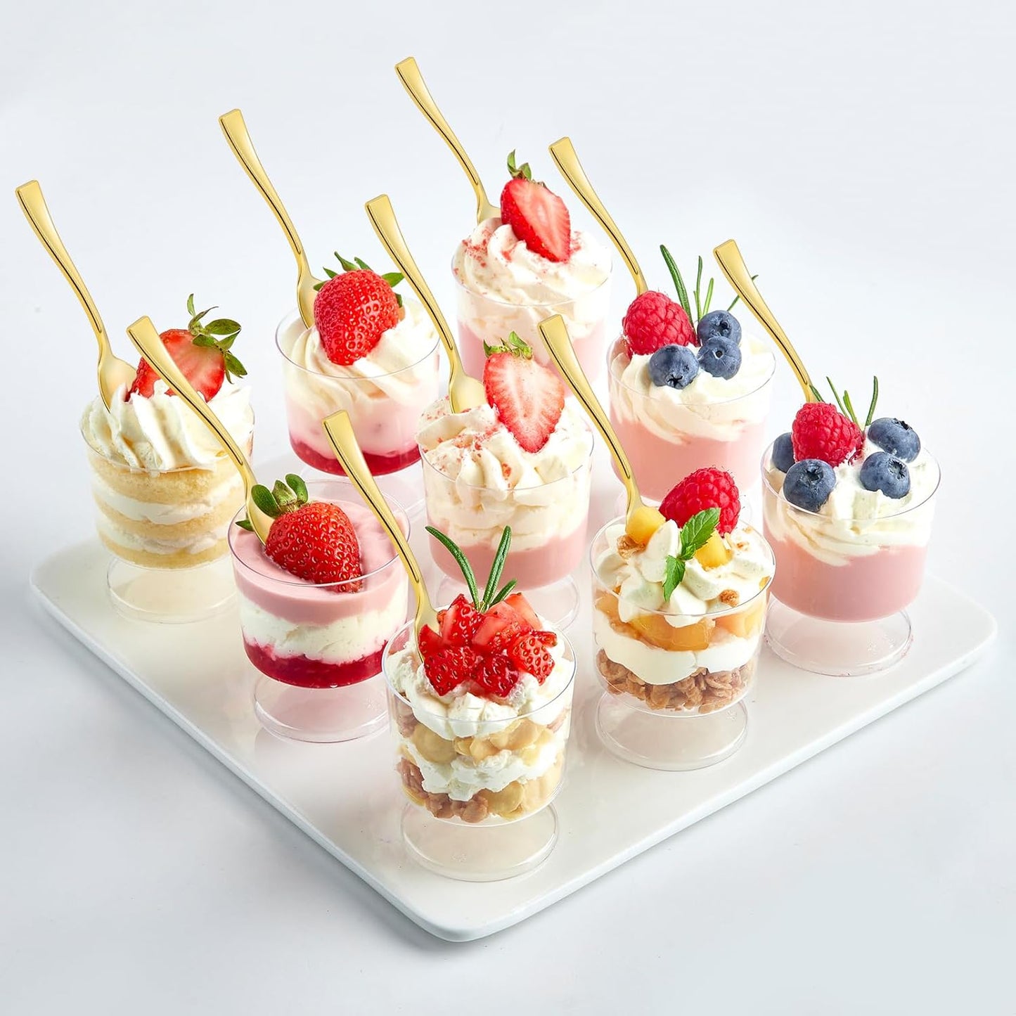 Kucoele 4 Inch Gold Mini Plastic Spoons, 100 Pack Disposable Small Dessert Spoons for Appetizer Tasting, Puddings, Ice Creams, Wedding Reception